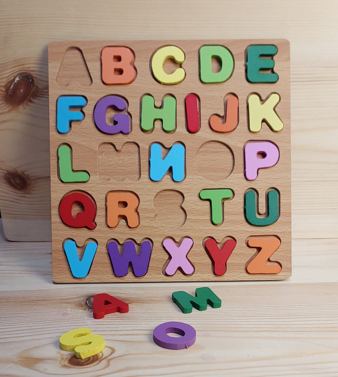 پازل چوبی حروف انگلیسی-اعداد-اشکال هندسی