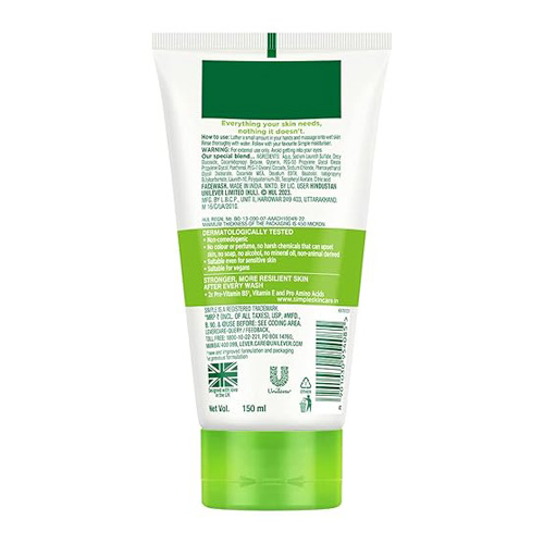 ژل شست و سو صورت سیمپل مرطوب کننده - تصویر پشت محصول