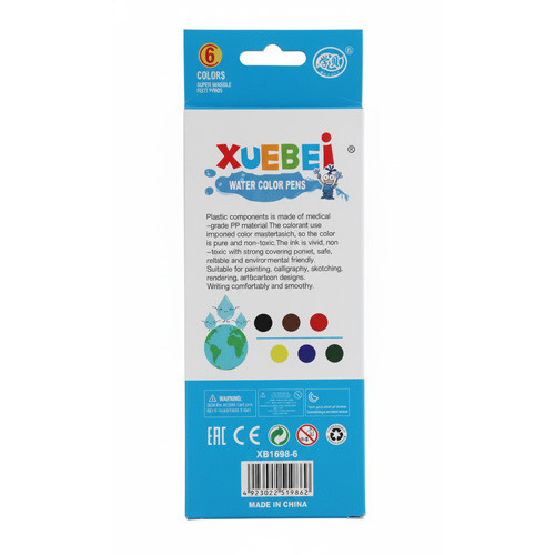 ماژیک رنگ آمیزی قابل شستشو ۶ رنگ - تصویر پشت محصول