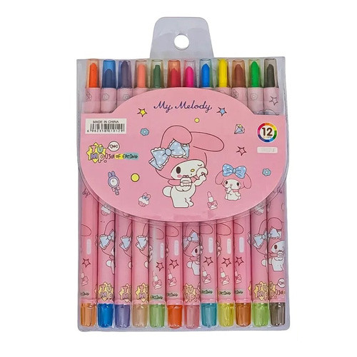پاستل مدادی 12 رنگ مدل پیچی طرح ملودی