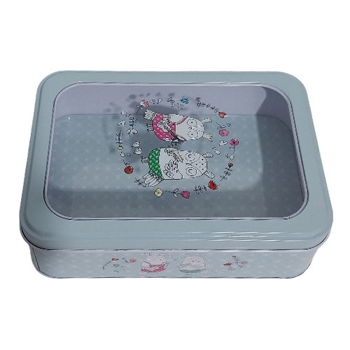 جعبه فلزی مستطیلی با درب شفاف تصویر افقی محصول