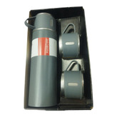 فلاسک استیل 500 میلی مسافرتی به همراه سه لیوان تصویر رنگ سبز