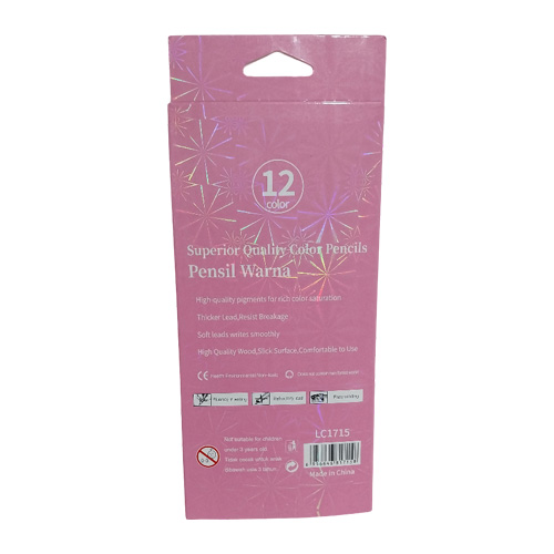 مداد رنگی 12 رنگ جعبه مقوایی تصویر پشت جعبه