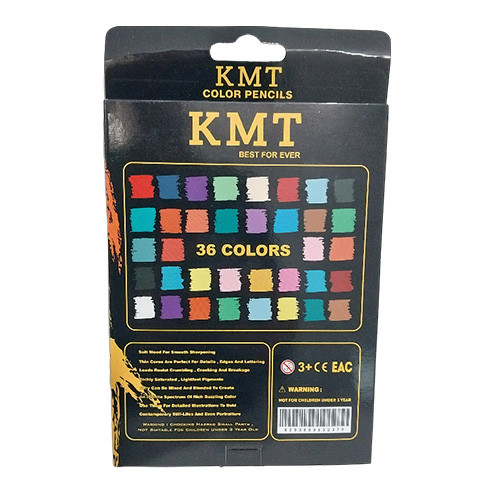 مداد رنگی 36 رنگ وارداتی برند KMT تصویر پشت جعبه