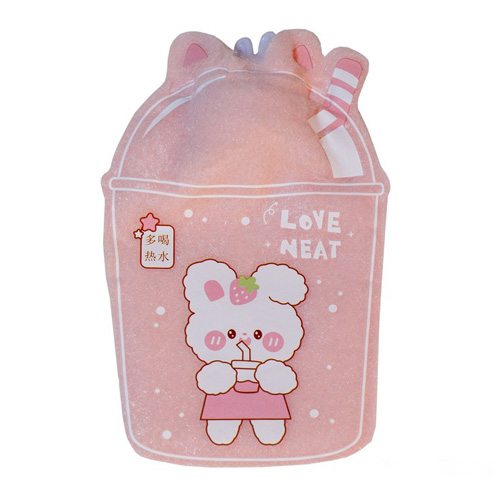 کیسه آب گرم مخملی برای تسکین دردهای عضلانی طرح پاکت آبمیوه اسموتی رنگ صورتی