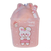 کیسه آب گرم مخملی برای تسکین دردهای عضلانی طرح پاکت آبمیوه اسموتی رنگ صورتی