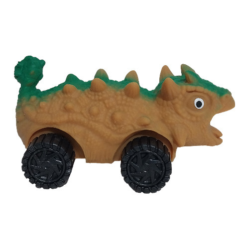 اسباب بازی دایناسور چرخ دار بافت اسفنجی رنگ نارنجی