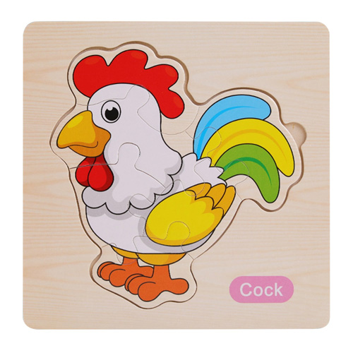 پازل چوبی وارداتی طرح حیوانات و وسایل نقلیه خروس