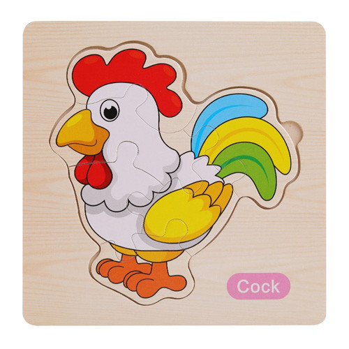 پازل چوبی وارداتی طرح حیوانات و وسایل نقلیه خروس