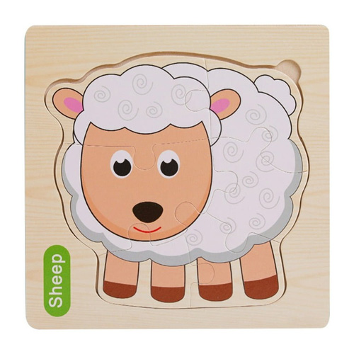 پازل چوبی وارداتی طرح حیوانات و وسایل نقلیه گوسفند