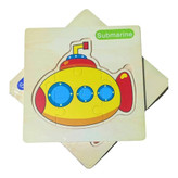 پازل چوبی وارداتی طرح حیوانات و وسایل نقلیه زیردریایی