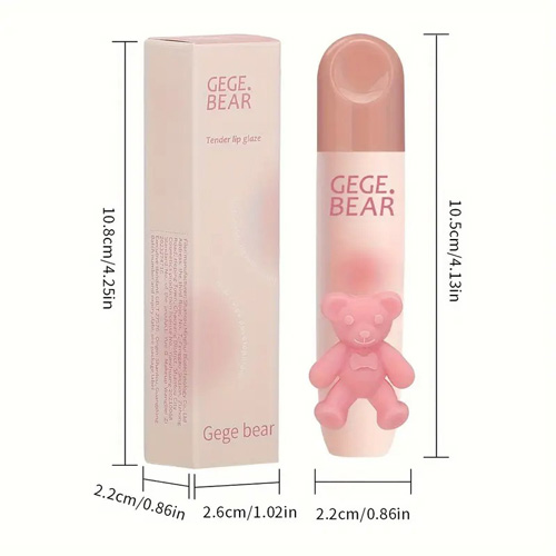 رژلب مایع خرسی پوکه مخملی برند Gege Bear تصویر ابعاد