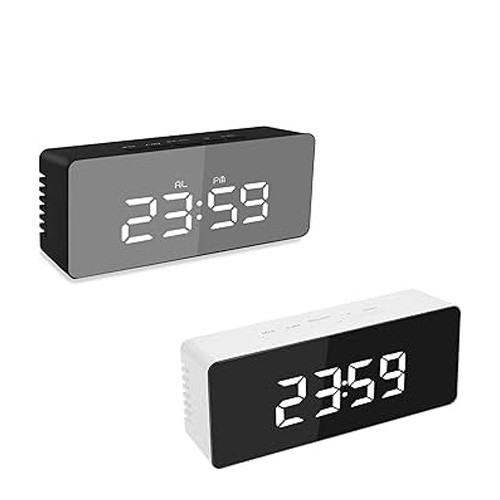 ساعت رومیزی دیجیتال آینه ای LED تصویر دو رنگ