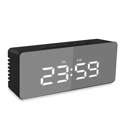 ساعت رومیزی دیجیتال آینه ای LED تصویر رنگ مشکی