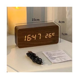 ساعت رومیزی دیجیتال طرح چوب تصویر ابعاد محصول