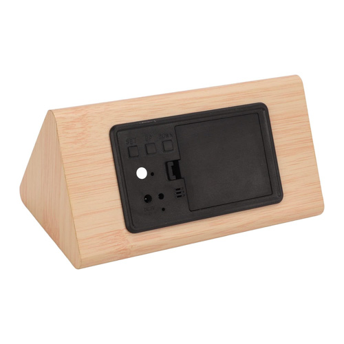 ساعت دیجیتالی رومیزی طرح چوب و مدل کاج تصویر پشت محصول