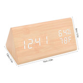 ساعت دیجیتالی رومیزی طرح چوب و مدل کاج تصویر ابعاد