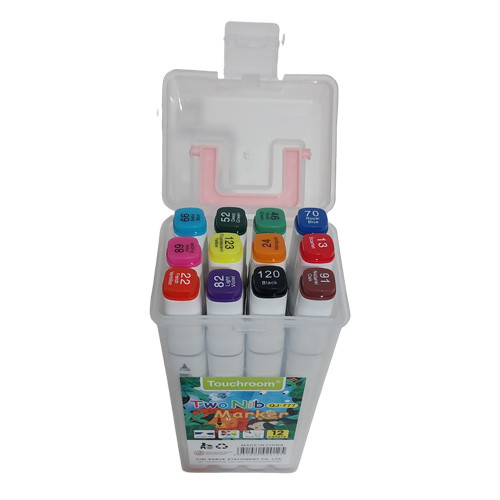 ماژیک طراحی 12 رنگ دو سر برند Touchroom تصویر درون بسته