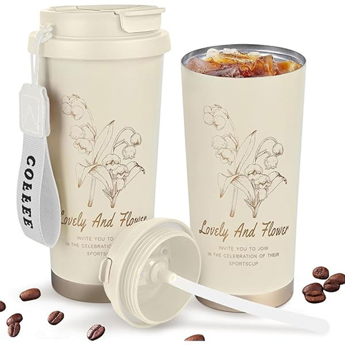 تراول ماگ استیل ضدزنگ حجم 500 میلی لیتر همراه با بند تصویر گالری 1