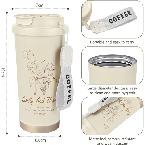 تراول ماگ استیل ضدزنگ حجم 500 میلی لیتر همراه با بند تصویر مشخصات