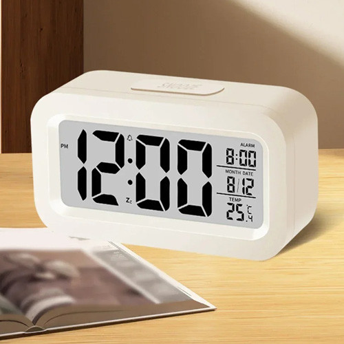 ساعت و دماسنج رومیزی دیجیتالی کوچک تصویر رنگ سفید