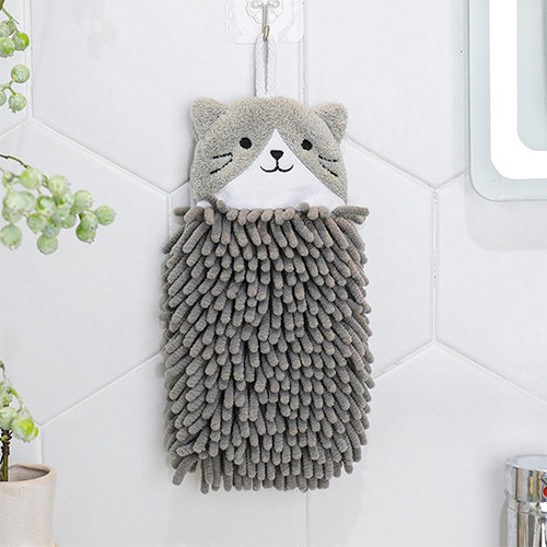 حوله آشپزخانه عروسکی شنیل طرح ماکارونی طوسی