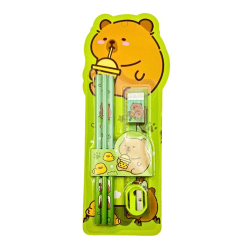 پک هدیه لوازم تحریر مدل 5 تکه سبز