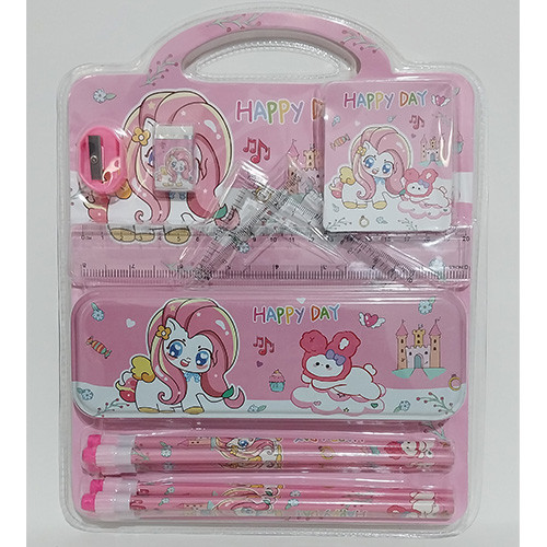 پک هدیه لوازم تحریر مدل 12 تکه صورتی