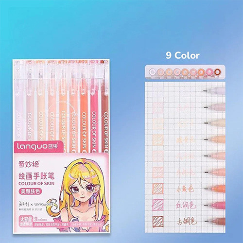 روان نویس 9 رنگ مدل اسکین کالر برند Languo رنگ ها
