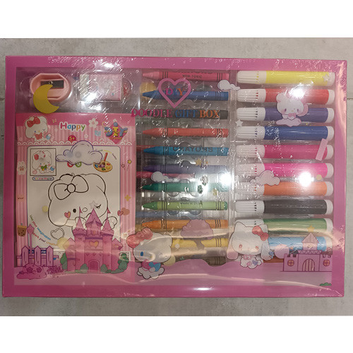 پک هدیه لوازم نقاشی و رنگ آمیزی 56 تکه صورتی ملودی