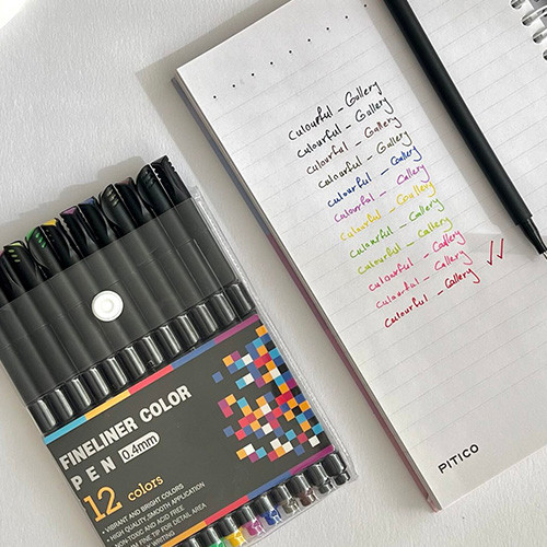 روان نویس نوک نمدی 12 رنگ Fineliner گالری 3