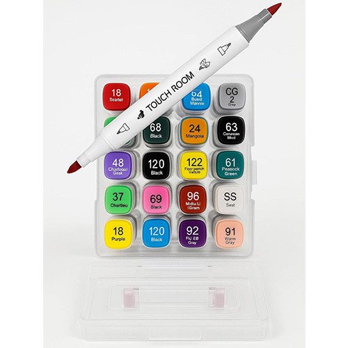 ماژیک طراحی 24 رنگ دو سر راندو برند Touchroom تصویر دو سر