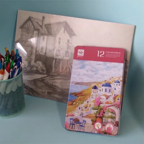 مداد رنگی 12 رنگ مدل آرتیست برند Uppage رنگ قرمز