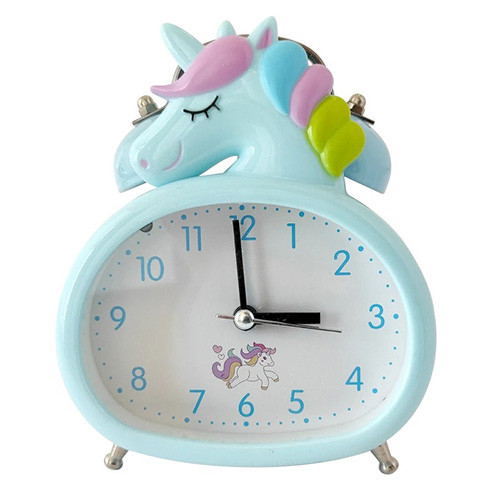 ساعت رومیزی فلزی زنگ دار طرح یونیکورن آبی