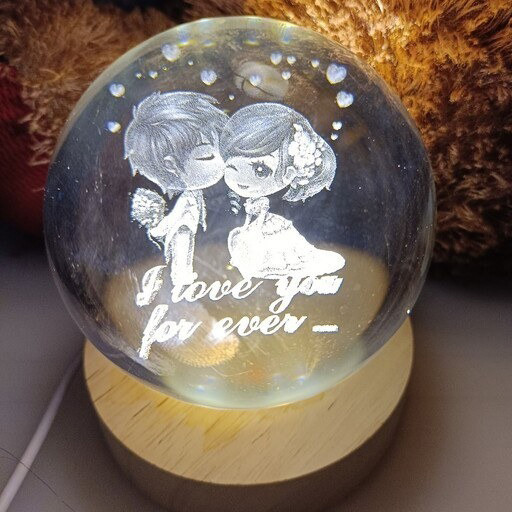 گوی کریستالی شبخواب طرح عاشقانه سایز کوچک گالری 2