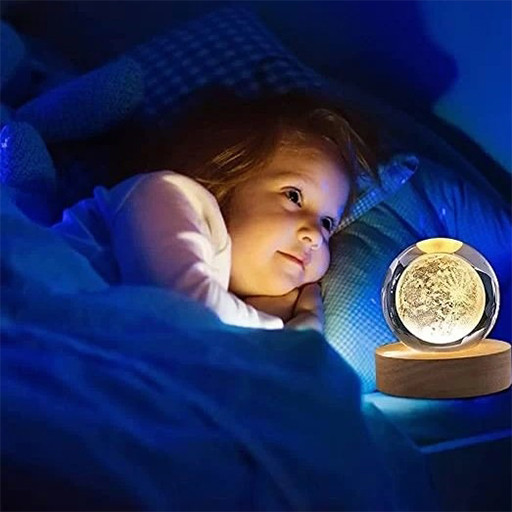 گوی کریستالی شبخواب طرح ماه قطر 8 سانتی متر گالری 3