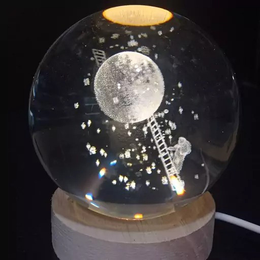 گوی کریستالی شبخواب طرح فضانورد قطر 8 سانتی متر گالری 2