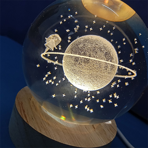 گوی کریستالی شبخواب طرح دختر و زحل قطر 8 سانتی متر گالری 3