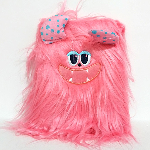 دفتر 100 برگ طرح پشمی و برجسته هیولا صورتی