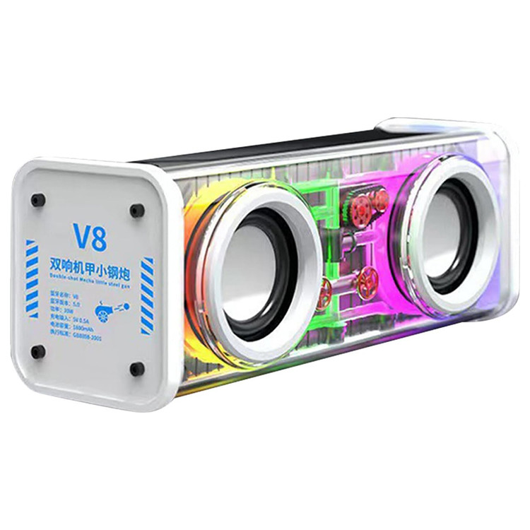 اسپیکر بلوتوثی RGB مدل V8 با نور رقصان سفید
